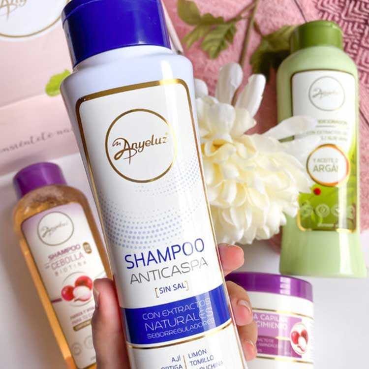 Shampoo Anticaspa sin Sal con extractos naturales seborreguladores Anyeluz