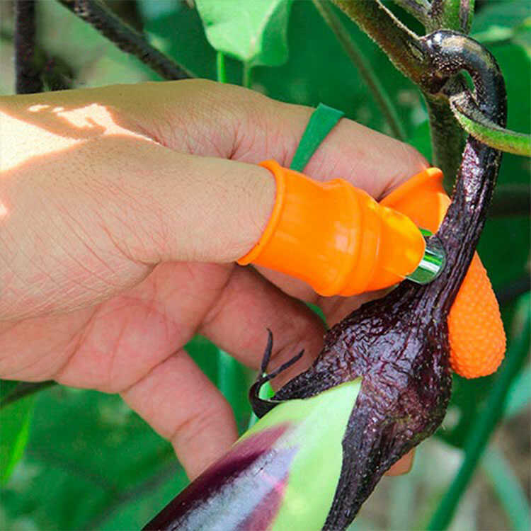 Uña guante de silicona para dedo pulgar recolector de frutas y verduras de jardín